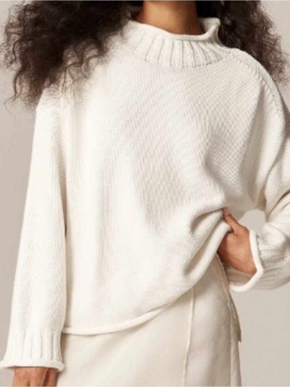 NWT J.Crew 2025 Rollneck Cotton Sweater Ivory Size S CM712